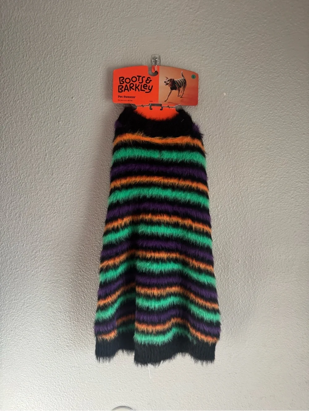 Boots & Barkley Striped Fuzzy Halloween Costume dog sweater size large
